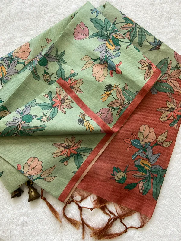 Mishti_Red_–_Mithai_Sweet_Diwali_Special_|_Soft_Tussar_Silk_Saree_with_Print,_Zari_Line_Saree_&_Print_Blouse_with_Tassels
