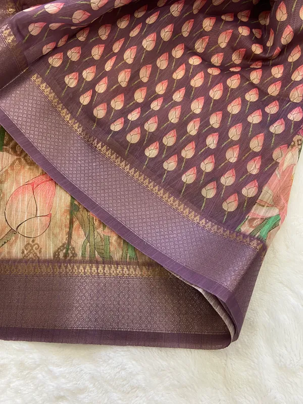 Bala_Wine_–_Diwali_Special_|_Soft_Tussar_Silk_Saree_with_Print,_Pallu_&_Contrast_Print_Blouse_with_Tassels