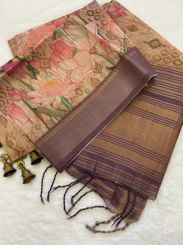 Bala_Wine_–_Diwali_Special_|_Soft_Tussar_Silk_Saree_with_Print,_Pallu_&_Contrast_Print_Blouse_with_Tassels