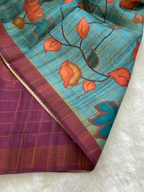 Nithya_Rama_Green_No.3_–_Timeless_Navratri_Special_|_Soft_Tussar_Silk_Saree_with_Print,_Zari_Line_Saree_&_Print_Blouse_with_Tassels