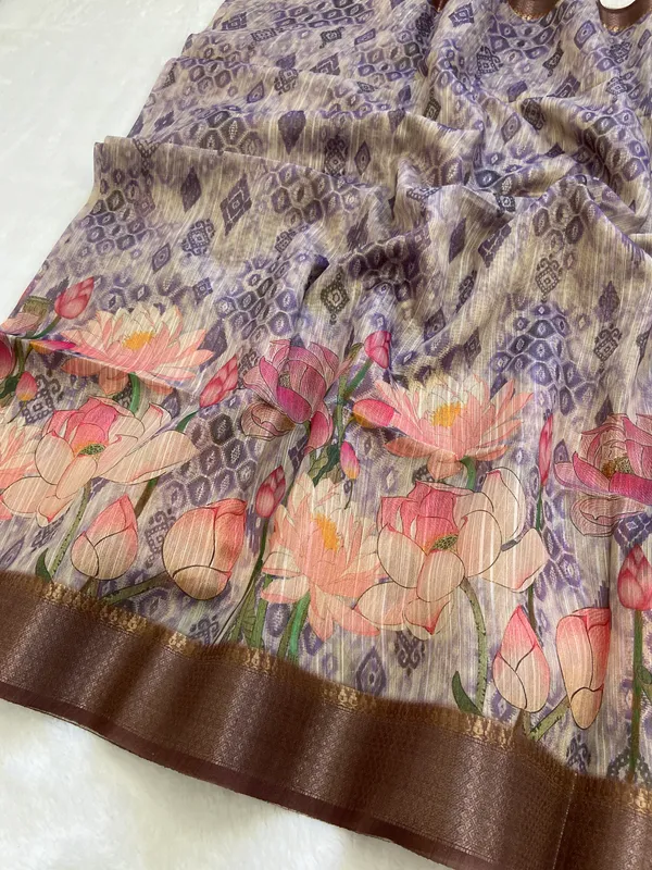 Bala_Coffee_Brown_–_Aesthetic_Edit_for_You_|_Soft_Tussar_Silk_Saree_with_Print,_Pallu_&_Contrast_Print_Blouse_with_Tassels