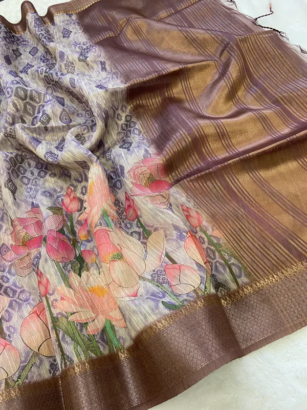 Bala_Coffee_Brown_–_Aesthetic_Edit_for_You_|_Soft_Tussar_Silk_Saree_with_Print,_Pallu_&_Contrast_Print_Blouse_with_Tassels