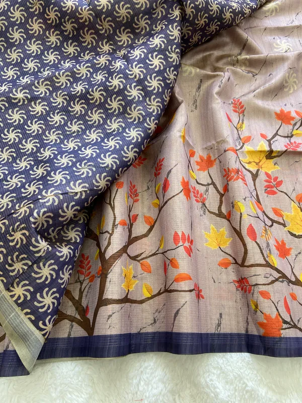 Indira_Blue_–_Prosperous_Navratri_Special_|_Soft_Tussar_Silk_Saree_with_Print,_Zari_Line_Saree_&_Print_Blouse_with_Tassels