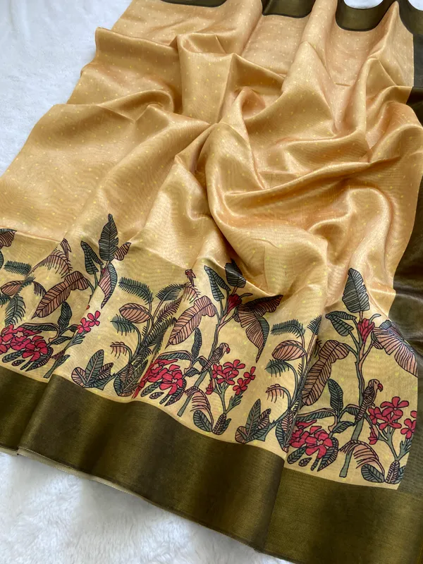Jiya_Mehendi_Green_&_Yellow_–_Heartfelt_Festive_Season_Special_|_Soft_Tussar_Silk_Saree_with_Print,_Border_&_Contrast_Print_Blouse_with_Tassels