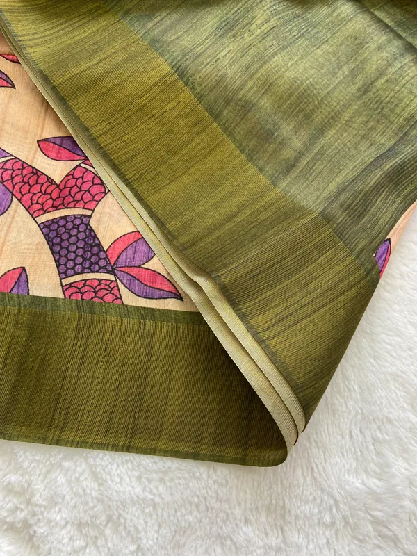 Fariha_Wine_–_Joyful_Diwali_Special_|_Soft_Tussar_Silk_Saree_with_Print,_Zari_Line_Saree_&_Print_Blouse_with_Tassels
