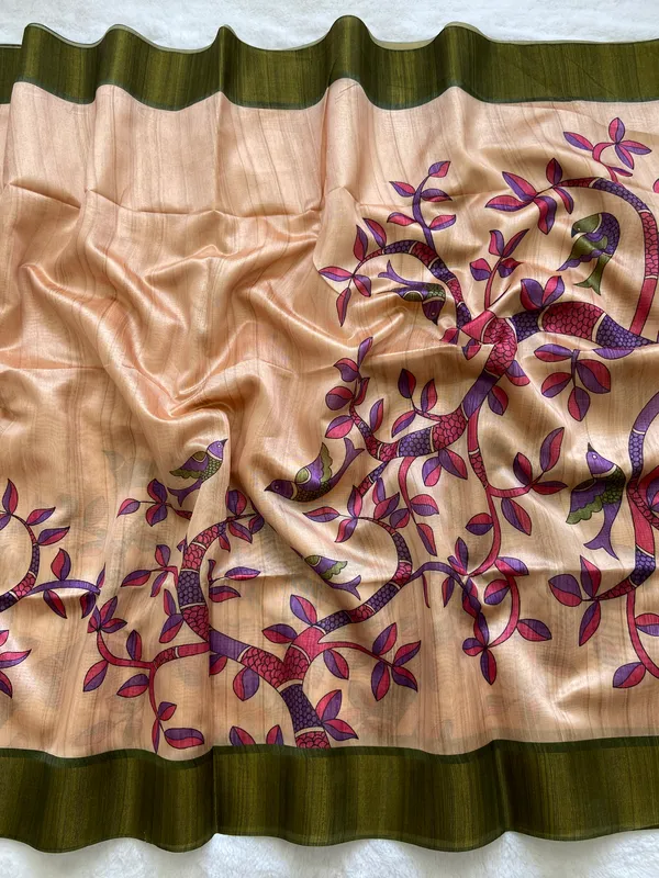 Fariha_Wine_–_Joyful_Diwali_Special_|_Soft_Tussar_Silk_Saree_with_Print,_Zari_Line_Saree_&_Print_Blouse_with_Tassels
