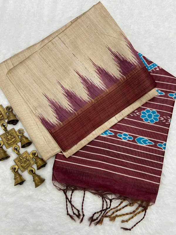 Kiara_Wine_–_Diwali_Special_|_Soft_Tussar_Silk_Saree_with_Blouse_Piece