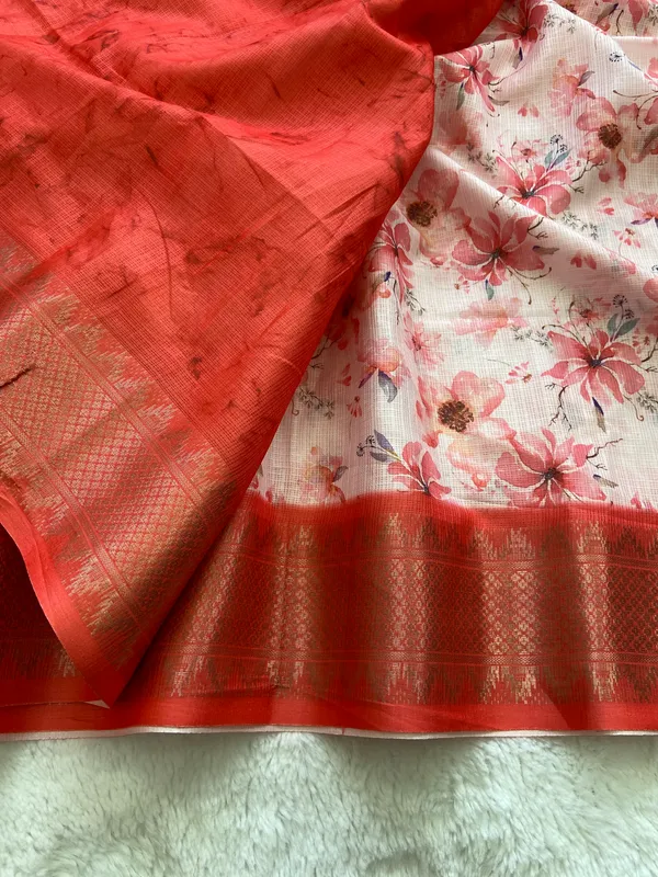 Soft_Kota_sarees_with_Beautiful_Print_With_Attractive_Pallu_And_Contrast_Print_Blouse_With_Tassels