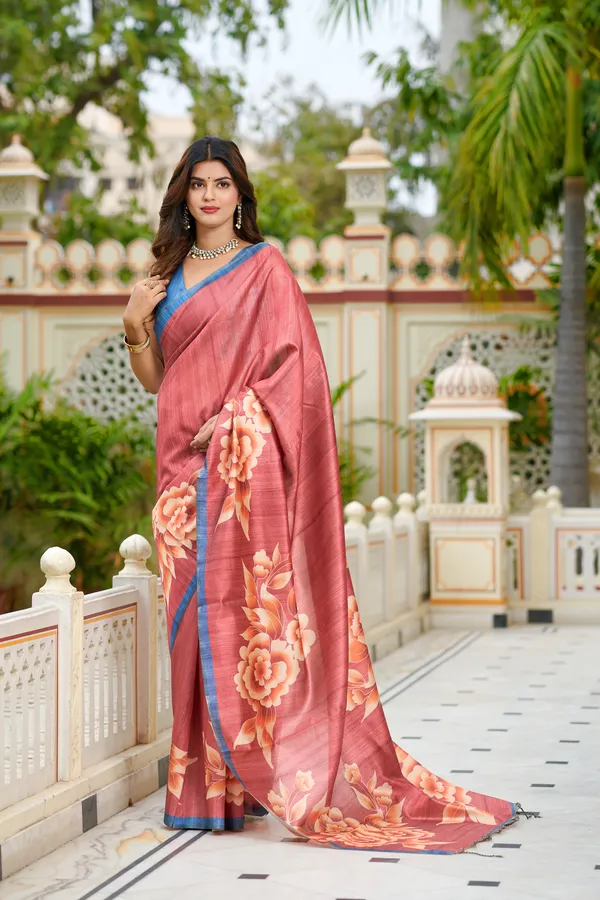Gulab_Dark_Peach_–_Rosy_Aesthetic_Edit_for_You_|_Soft_Tussar_Silk_Saree_with_Print,_Border_&_Contrast_Print_Blouse