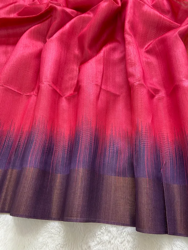 Binita_Wine_&_Pink_–_Diwali_Special_|_Soft_Tussar_Silk_Saree_with_Print,_Pallu_&_Contrast_Print_Blouse_with_Tassels