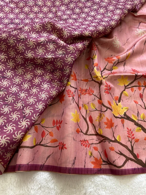 Soft_Tussar_Silk_sarees_with_Beautiful_Print_With_Attractive_Zari_Line_Saree_And_Print_Blouse_With_Tassels
