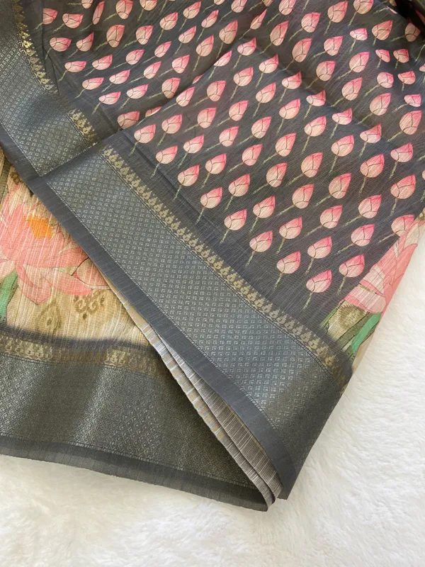 Bala_Black_–_Aesthetic_Edit_for_You_|_Soft_Tussar_Silk_Saree_with_Print,_Pallu_&_Contrast_Print_Blouse_with_Tassels