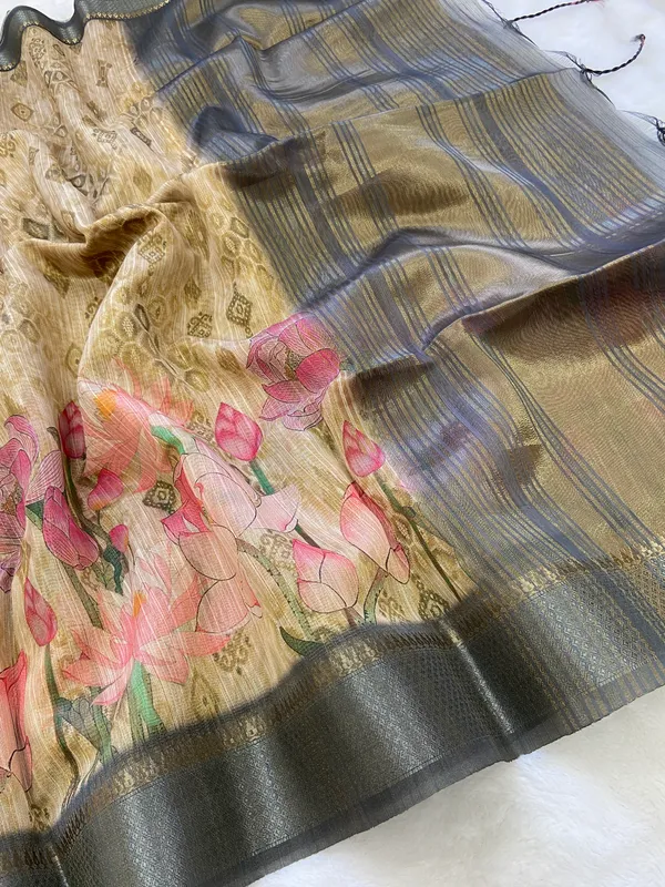 Bala_Black_–_Aesthetic_Edit_for_You_|_Soft_Tussar_Silk_Saree_with_Print,_Pallu_&_Contrast_Print_Blouse_with_Tassels