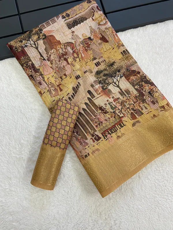 Mugal_Yellow_–_Mughal_Inspired_Diwali_Special_|_Soft_Tussar_Silk_Weaving_Saree_with_Print,_Weaving_Border_&_Rich_Zari_Weaving_Pallu