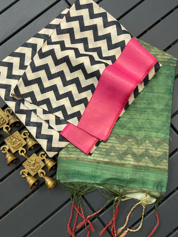 Krishna_Green_–_Devotional_Navratri_Special_|_Soft_Tussar_Silk_Saree_with_Blouse_Piece