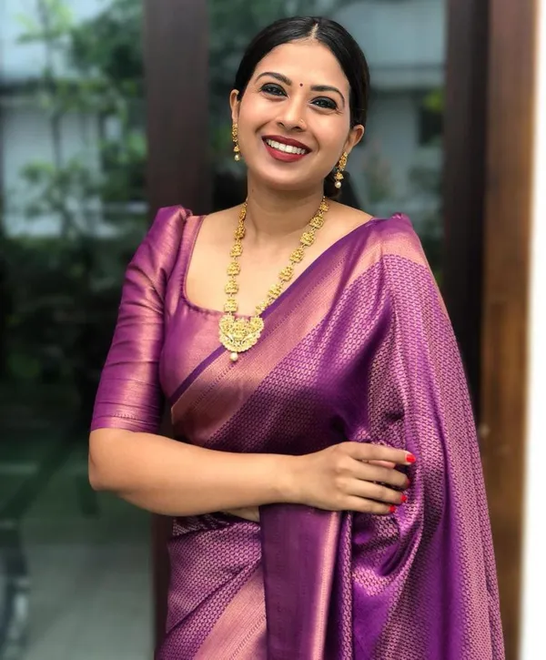 Purple_Printed_Kanjivaram_Silk_Saree_with_Saree_Cover