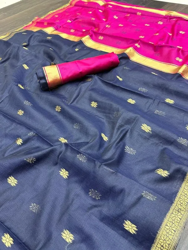 Purple_Cotton_Silk_Saree_With_Extraordinary_Blouse_Piece