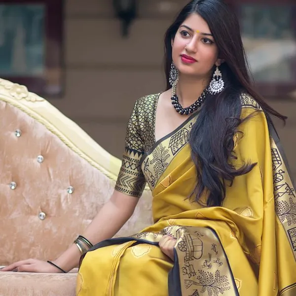 Yellow_Woven_Kanjivaram_Silk_Saree_with_Saree_Cover