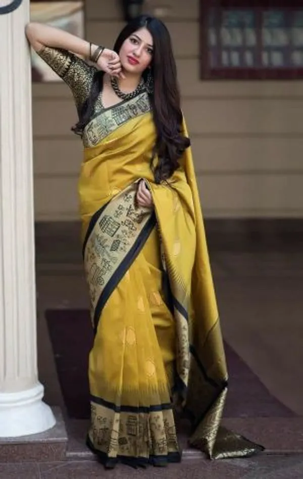 Yellow_Woven_Kanjivaram_Silk_Saree_with_Saree_Cover
