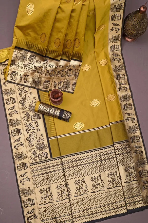 Yellow_Woven_Kanjivaram_Silk_Saree_with_Saree_Cover