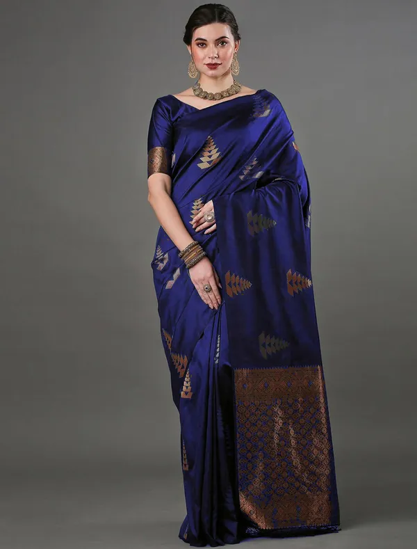 Navy_Blue_Soft_Silk_Saree_With_Bucolic_Blouse_Piece