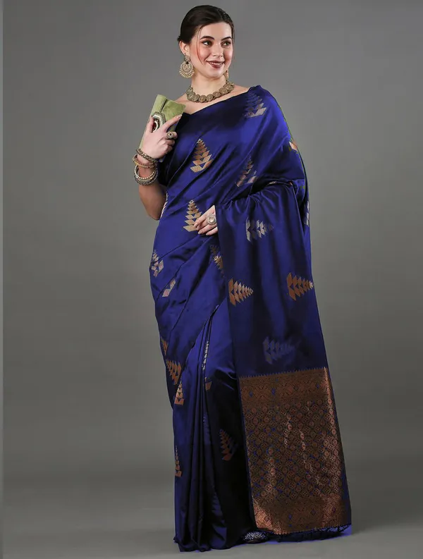 Navy_Blue_Soft_Silk_Saree_With_Bucolic_Blouse_Piece