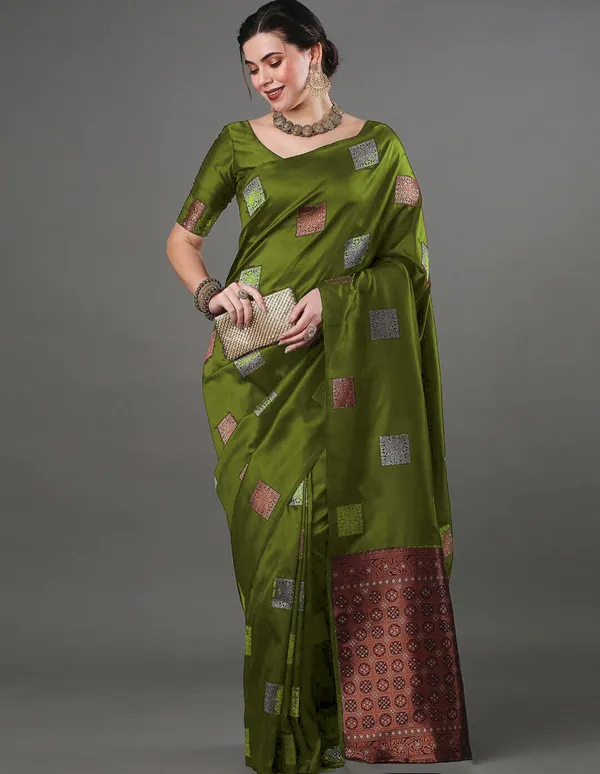 Royal_Mahendi_Soft_Silk_Saree_With_Blouse_Piece