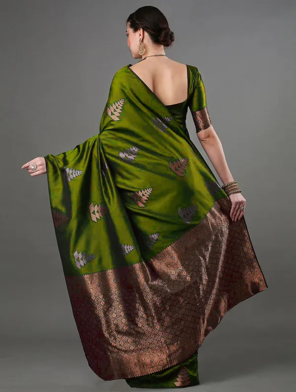 Soft_Mahendi_Silk_Saree_With_Blouse_Piece