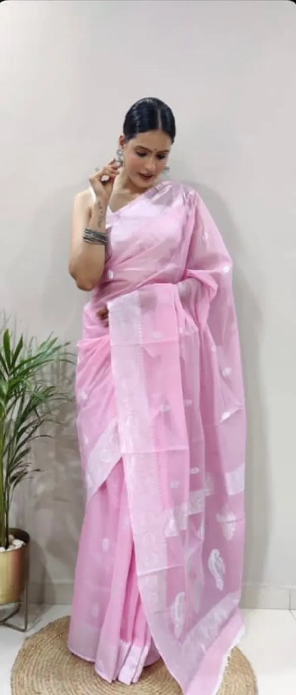 Pink_Cotton_Silk_Saree_With_Woebegone_Blouse_Piece