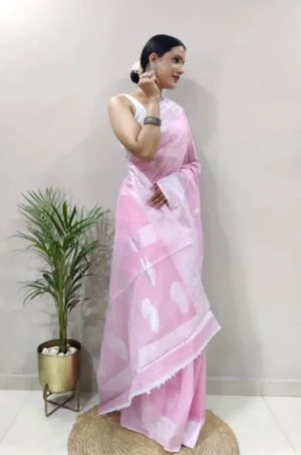 Pink_Cotton_Silk_Saree_With_Woebegone_Blouse_Piece