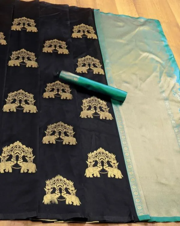 Black_Soft_Silk_Saree_With_Girlish_Blouse_Piece