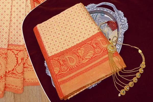 Orange_Woven_Kanjivaram_Silk_Saree_with_Saree_Cover