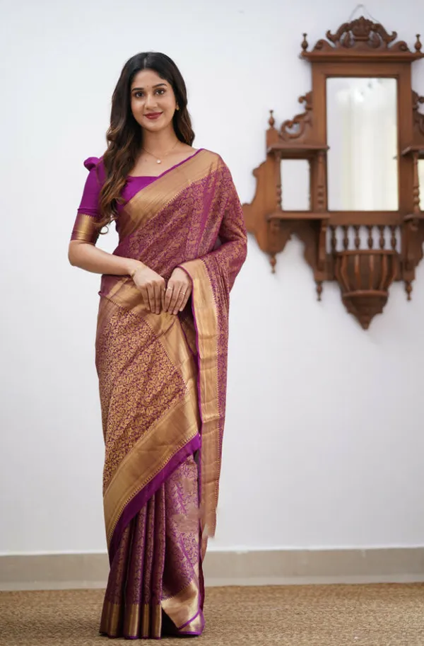 Magenta_Silk_Saree_With_Blouse_Piece