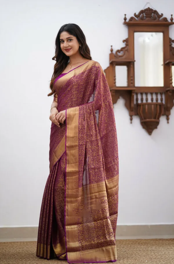 Magenta_Silk_Saree_With_Blouse_Piece