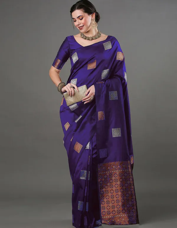 Purple_Soft_Banarasi_Silk_Saree_With_Supernal_Blouse_Piece