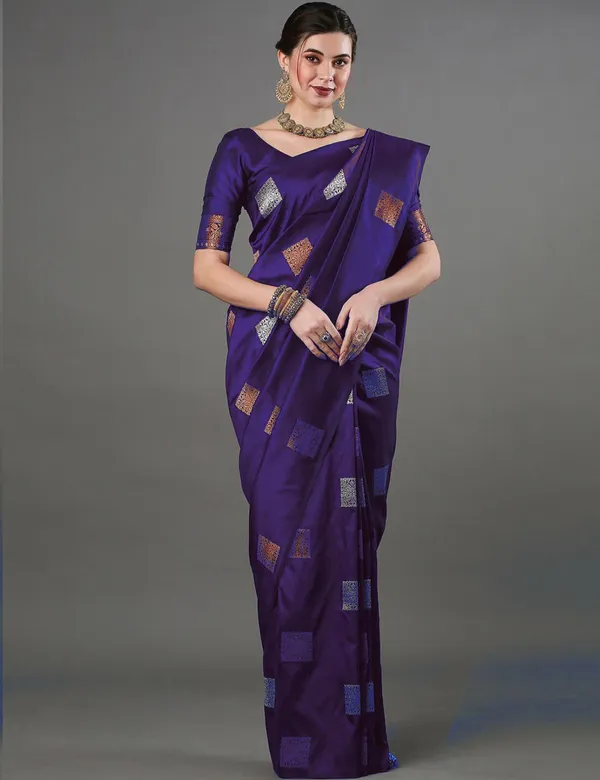 Purple_Soft_Banarasi_Silk_Saree_With_Supernal_Blouse_Piece