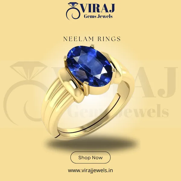 VIRAJ SALES CORPORATION INDIA Blue Sapphire Gold Plated Panchdhatu Adjustable Neelam Ring For Men Women From 4.25 Ratti to 20.25 Ratti Price in