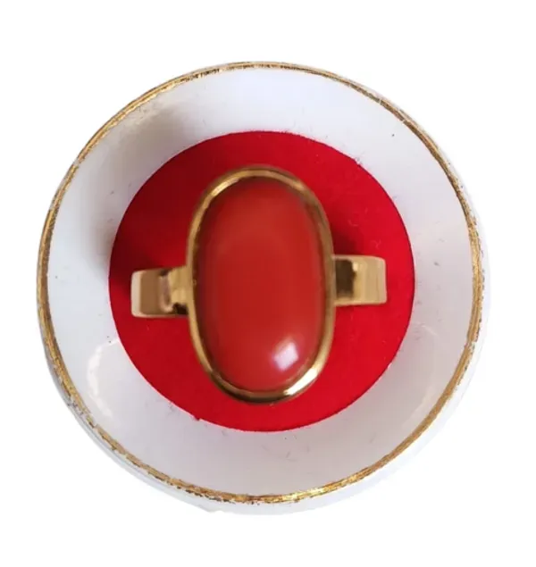 VIRAJ SALES CORPORATION INDIA 7.25 Ratti Red Coral Ring ADJUSTABLE Moonga Ring Best Quality Moonga Ring Pure Moonga Stone Ring created red coral