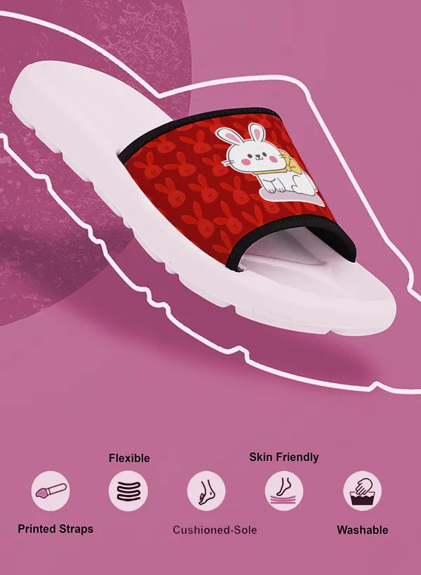 Bunny_Red_White_Women_Slide_Slippers