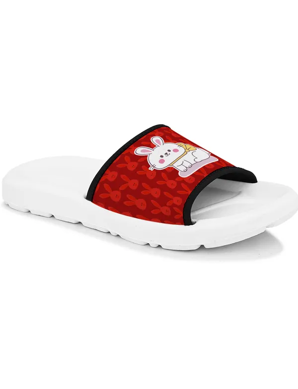 Bunny_Red_White_Women_Slide_Slippers