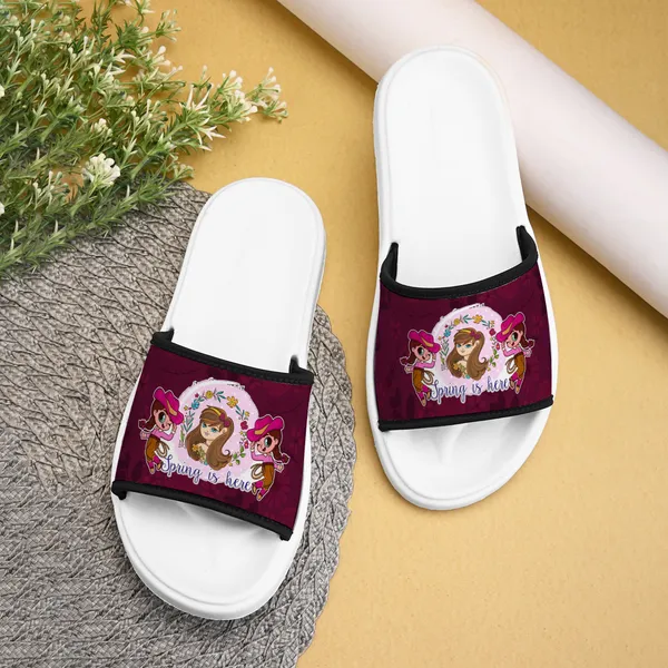 Cute_Girl_Spring_is_Here_Dark_Purple_Women_Slide_Slippers