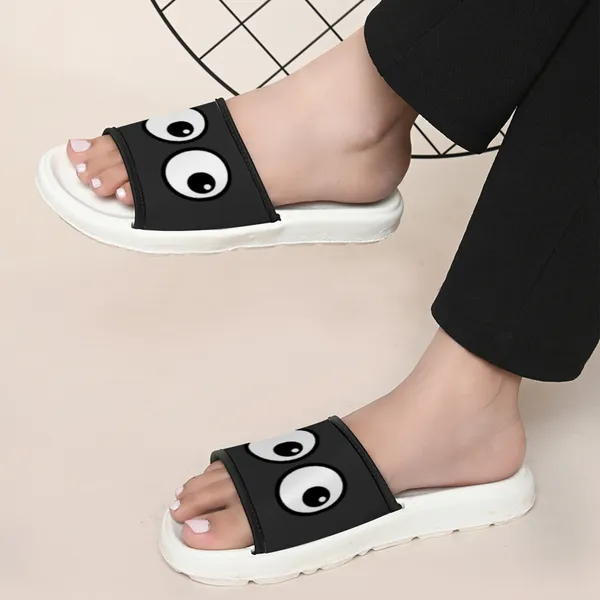 Moody_Face_Dark_Grey_Women_Slide_Slippers