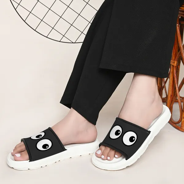 Moody_Face_Dark_Grey_Women_Slide_Slippers