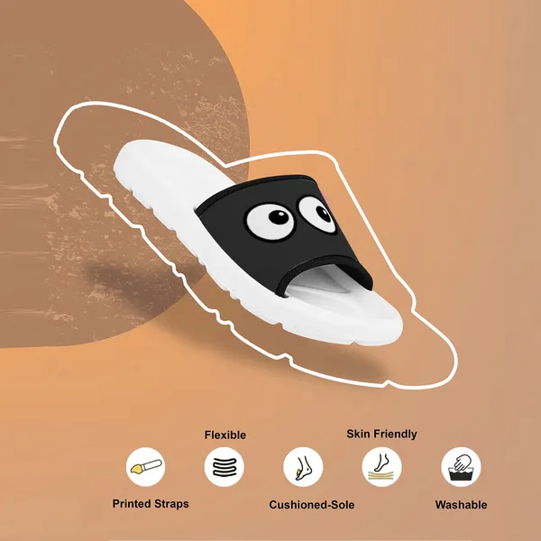 Moody_Face_Dark_Grey_Women_Slide_Slippers