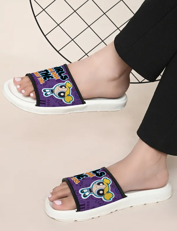 Power_Puff_Girls_Can_Save_The_World_Too_Purple_Women_Slide_Slippers
