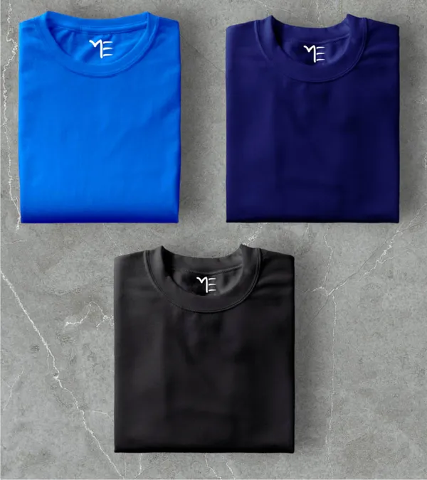 Unisex_Cotton_Navy,_Black,_Royal_Blue_Round_Neck_T-Shirt_Pack_Of_3
