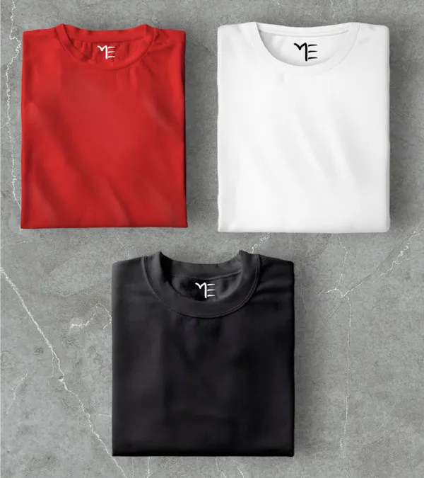 Unisex_Cotton_Red,_Black,_White_Round_Neck_T-Shirt_Pack_Of_3