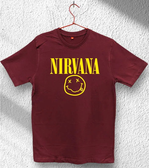 Unisex_Cotton_Maroon_Nirvana_PrintedT-Shirt