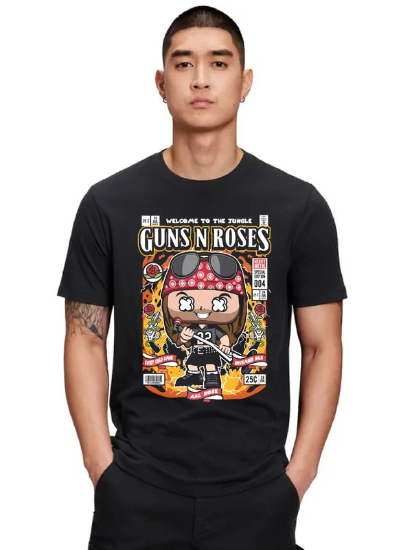 Unisex_Cotton_Black_Guns_N_Roses_Pop_Art__T-Shirt