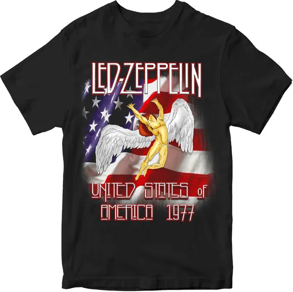 Unisex_Cotton_Black_Led_Zeppelin_Printed_T-Shirt